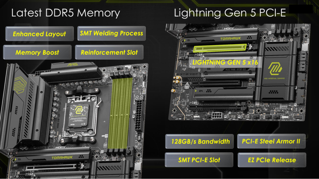 MSI MAG X870E TOMAHAWK WiFi motherboard: feature slide pack