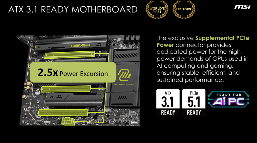 MSI MAG X870E TOMAHAWK WiFi motherboard: feature slide pack