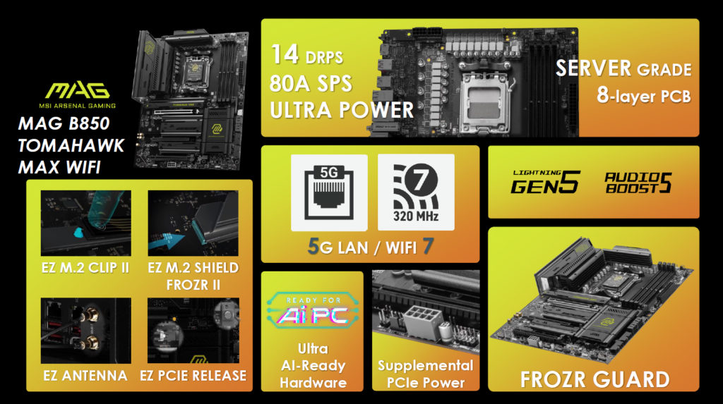 MSI MAG B850 TOMAHAWK MAX WIFI Press Slide