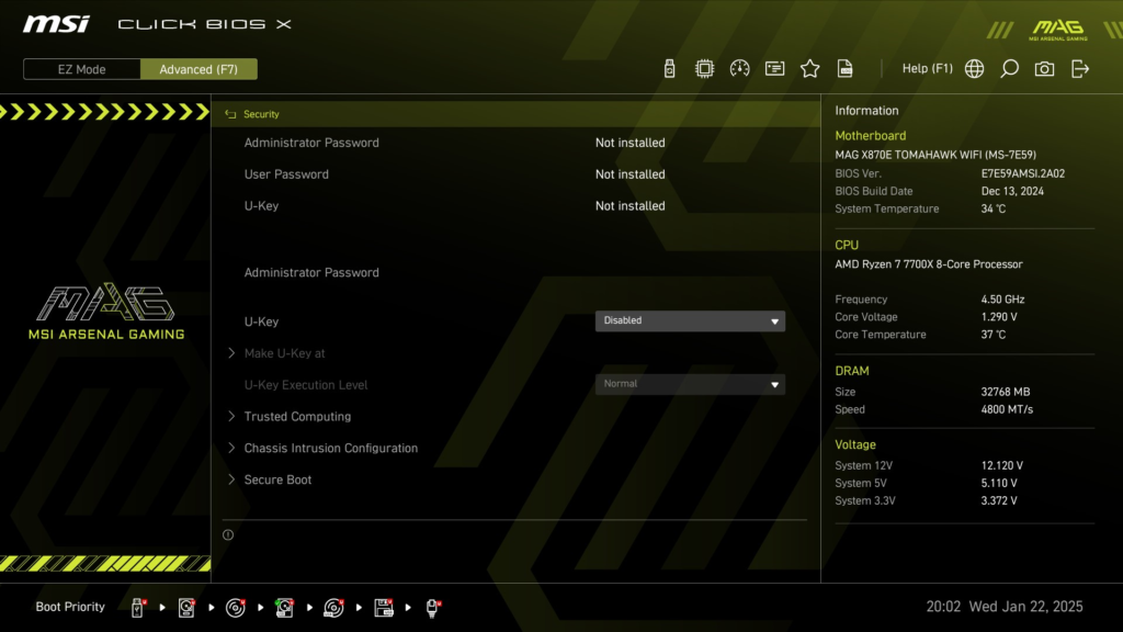 MSI MAG X870E TOMAHAWK WiFi motherboard: crystalDiskMark