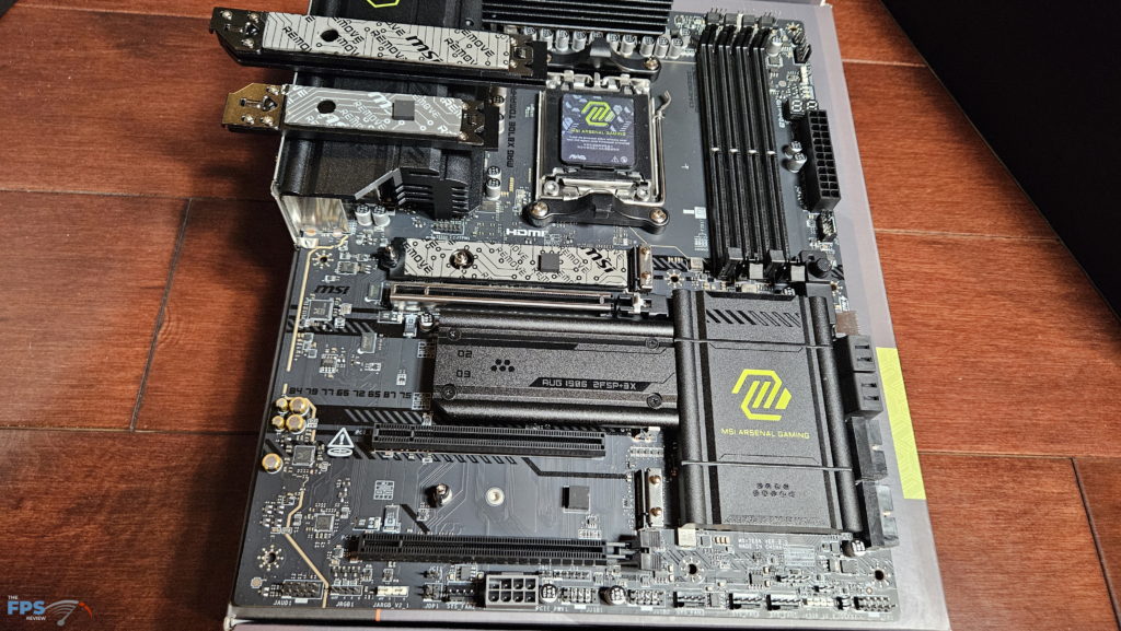 MSI MAG X870E TOMAHAWK WiFi motherboard: M.2 heatsinks removed