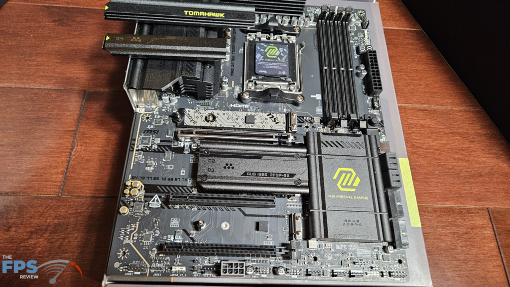 MSI MAG X870E TOMAHAWK WiFi motherboard: M.2 heatsinks removed