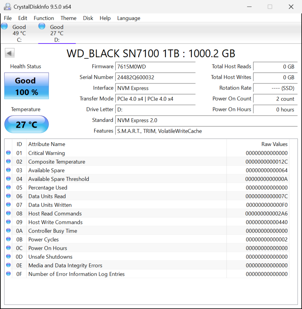 CrystalDiskInfo Screenshot