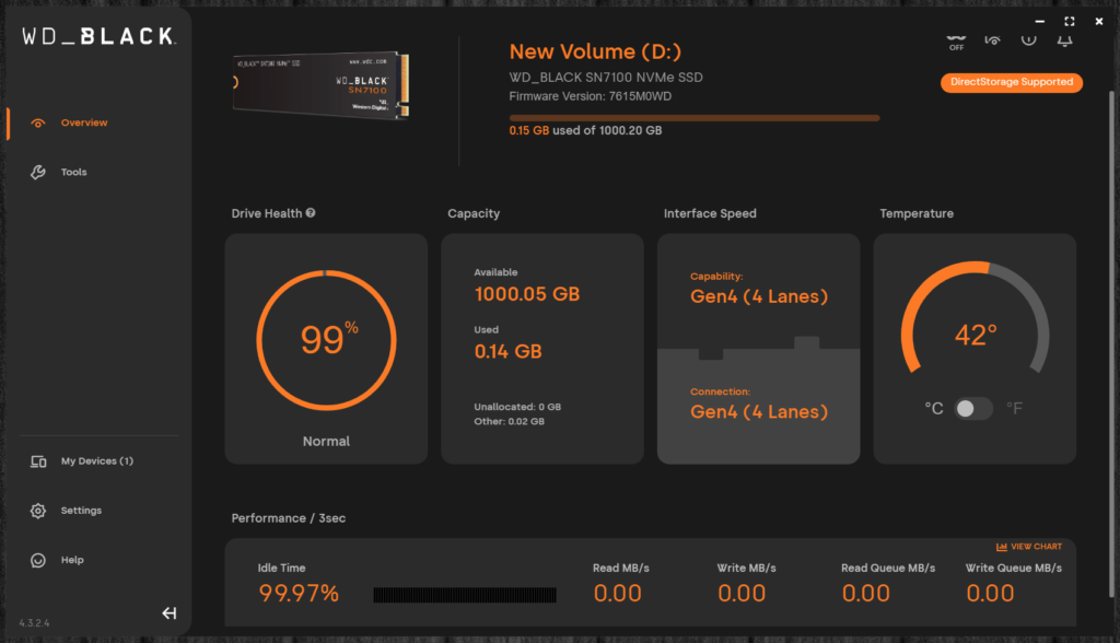 Western Digital Dashboard Screenshot