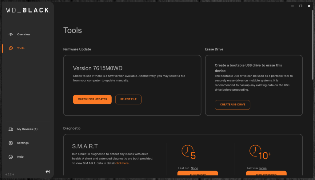 Western Digital Dashboard Screenshot
