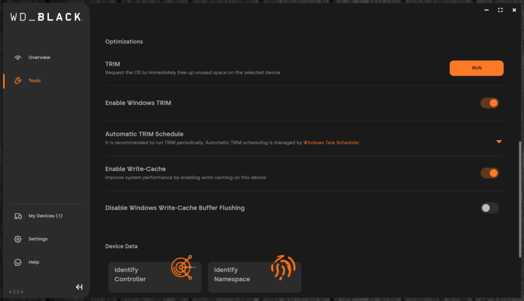 Western Digital Dashboard Screenshot