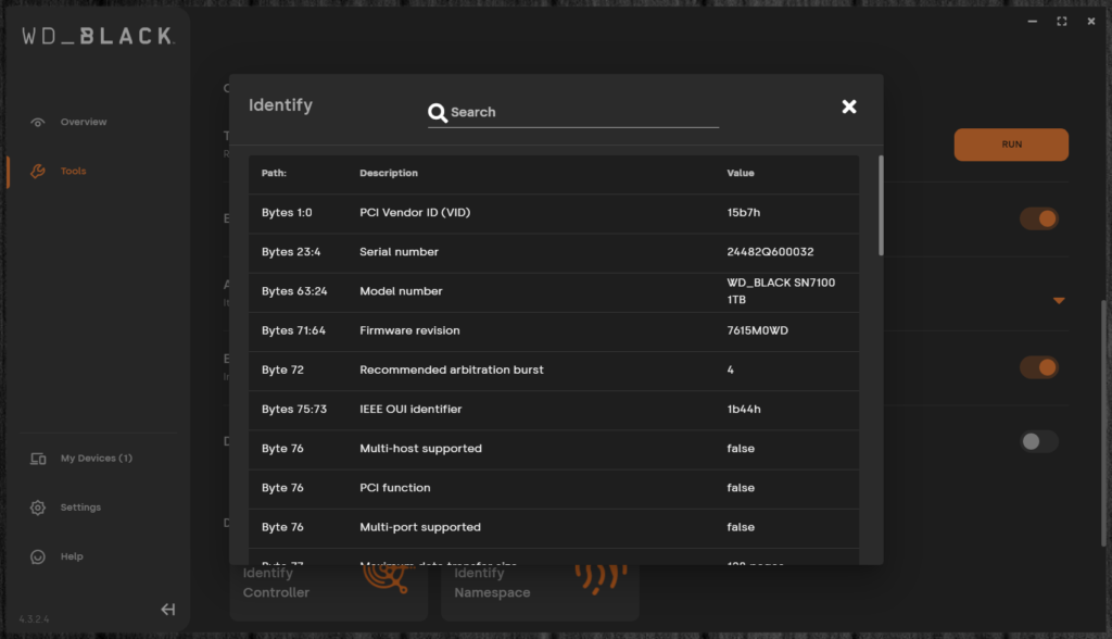 Western Digital Dashboard Screenshot
