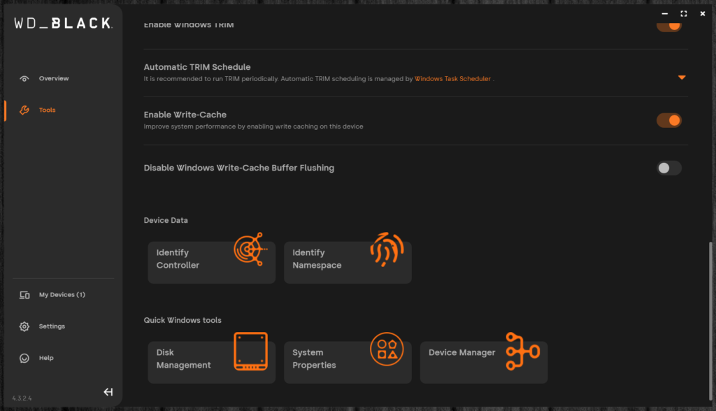 Western Digital Dashboard Screenshot