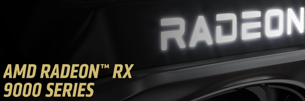 Radeon in White Text with AMD Radeon RX 9000 Series in Yellow Text