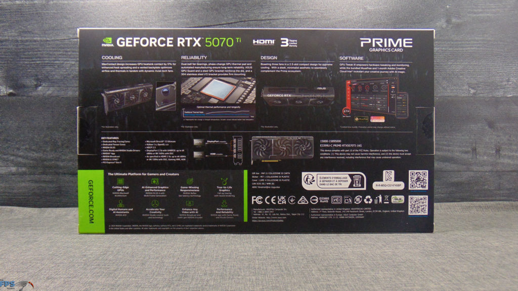 ASUS PRIME GeForce RTX 5070 Ti Box Back