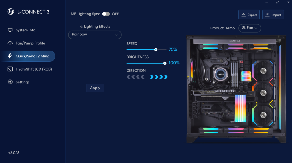 Lian Li Hydroshift LCD 360R L-Connect Software LCD bling configuration