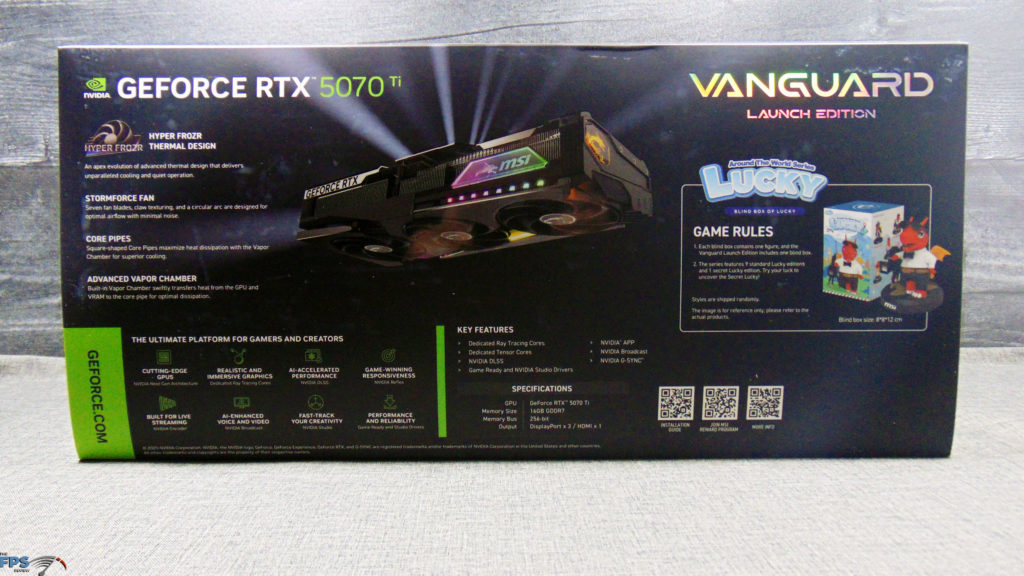 MSI GeForce RTX 5070 Ti 16G VANGUARD SOC LAUNCH EDITION Video Card Box Back