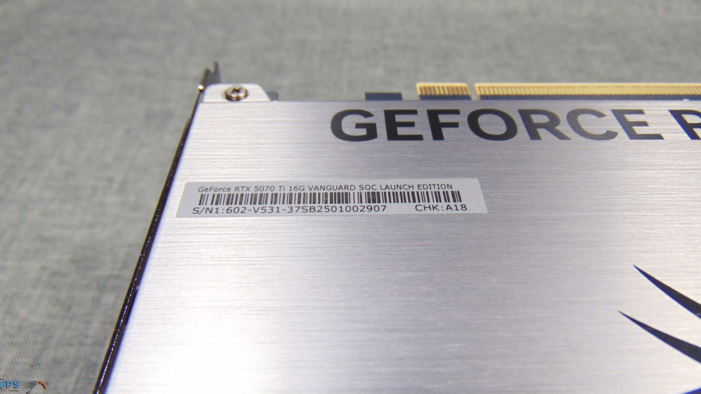 MSI GeForce RTX 5070 Ti 16G VANGUARD SOC LAUNCH EDITION Video Card Label
