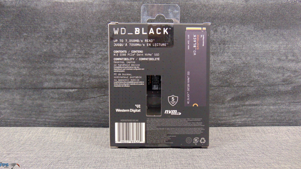 Western Digital WD_BLACK SN7100 1TB PCIe Gen4 M.2 NVMe SSD Box Back