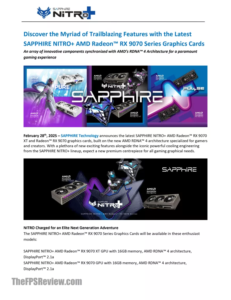 SAPPHIRE Radeon RX 9000 Series Press Deck