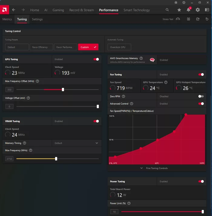 SAPPHIRE Nitro+ Radeon RX 9070 XT Gaming OC Adrenalin software