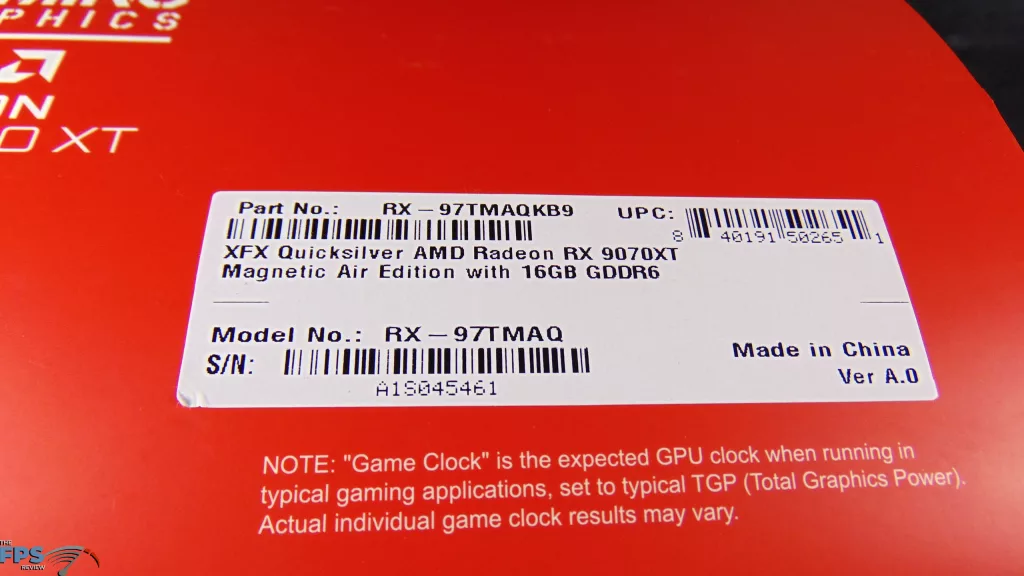 XFX Quicksilver AMD Radeon RX 9070 XT Magnetic Air Edition Box Label