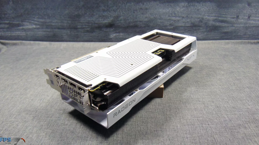XFX Swift AMD Radeon RX 9070 OC White Triple Fan Gaming Edition Bottom View Angled