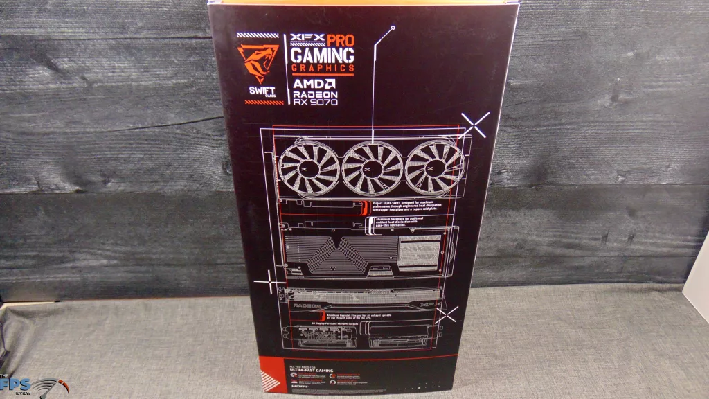 XFX Swift AMD Radeon RX 9070 OC White Triple Fan Gaming Edition Box Back