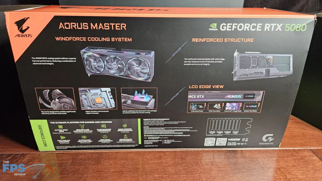 GIGABYTE AORUS GeForce RTX 5080 MASTER : box back
