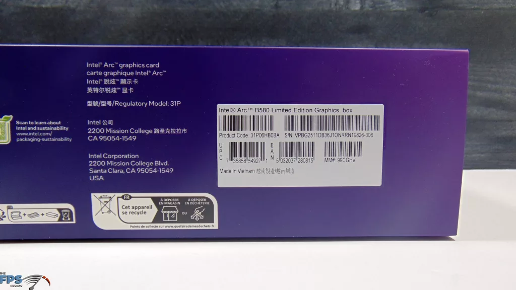 Intel Arc B580 Limited Edition Box Label