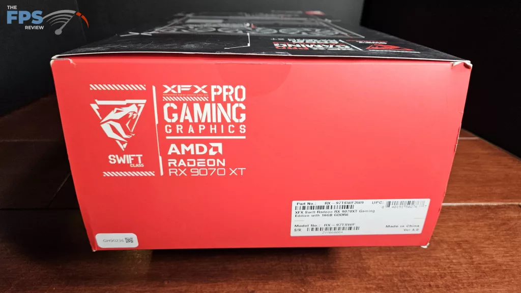 XFX Swift AMD Radeon RX 9070 XT White Gaming Edition: box label