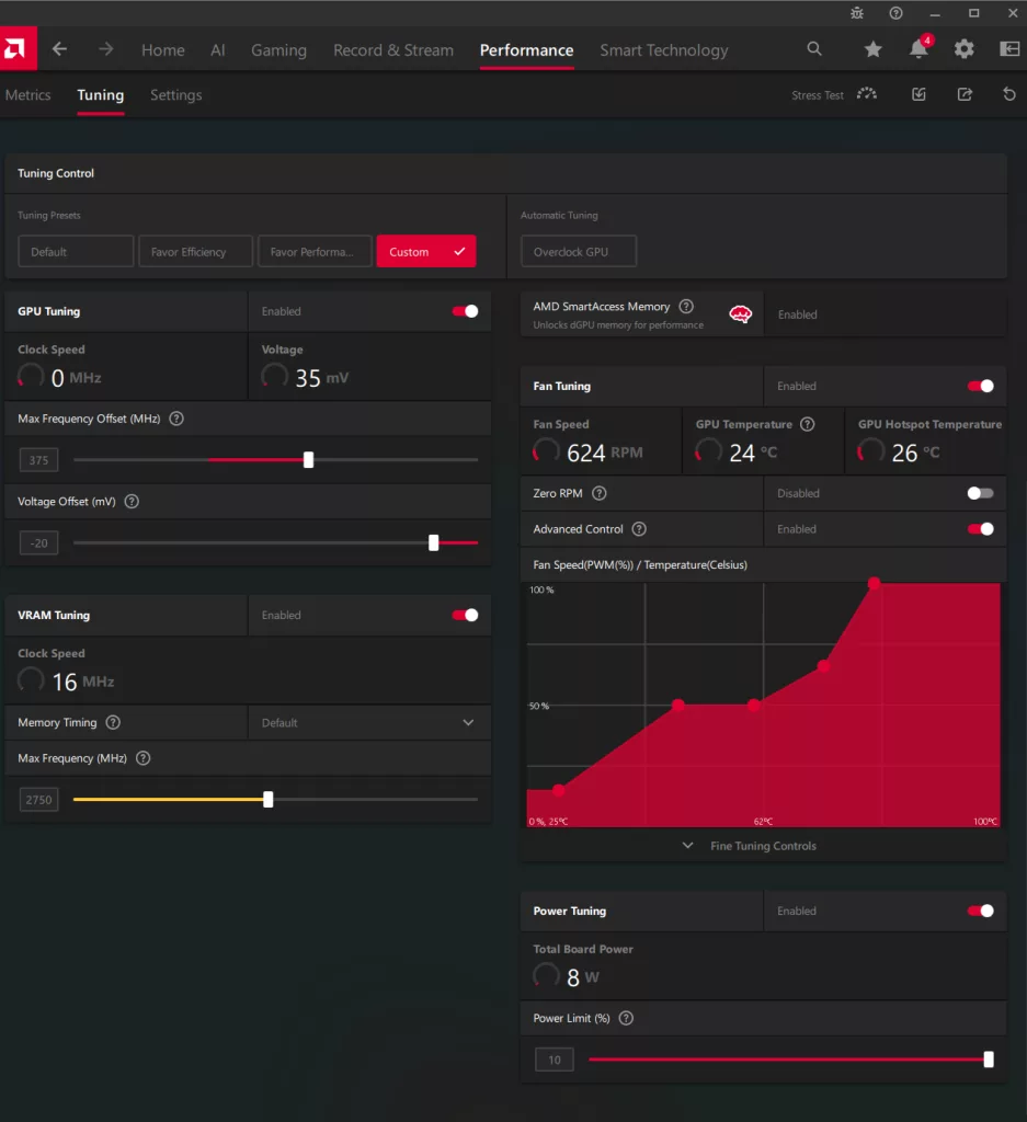 XFX Swift AMD Radeon RX 9070 XT White Gaming Edition: Adrenalin software OC