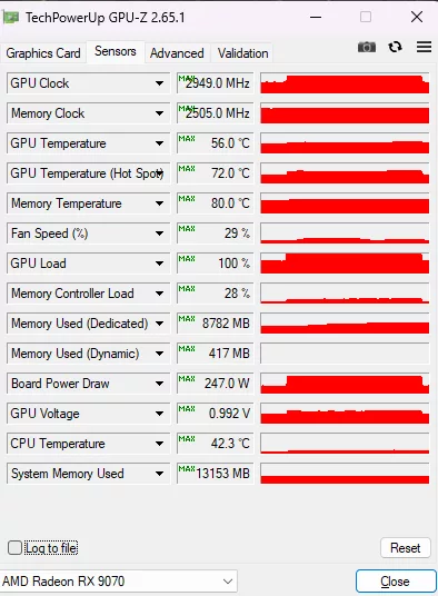 GPU-Z Sensor Data Kingdom Come Deliverance II Overclocked Screenshot