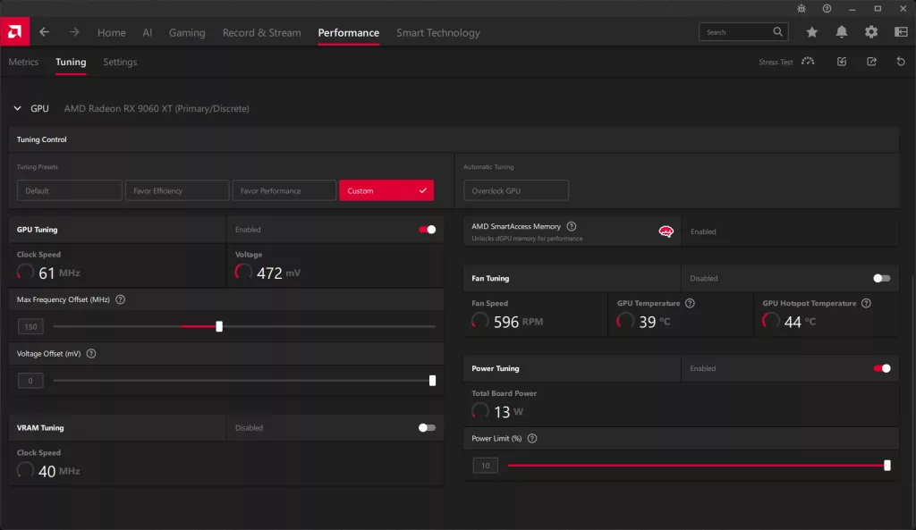AMD Adrenalin Performance Tuning Overclock