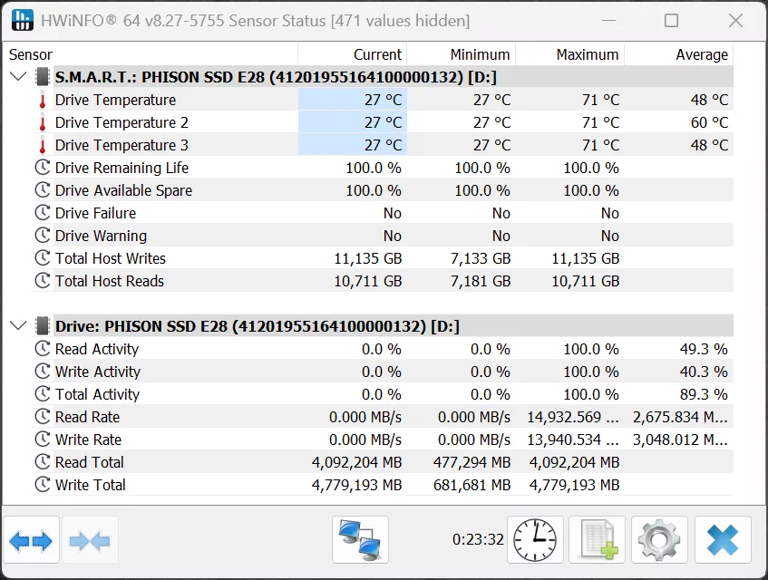 HWiNFO64 Temperature Screenshot