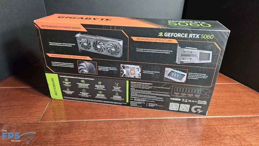 GIGABYTE GeForce RTX 5060 GAMING OC 8G: box rear