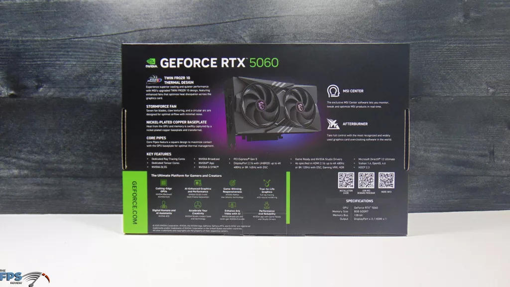 MSI GeForce RTX 5060 8G GAMING OC Box Back