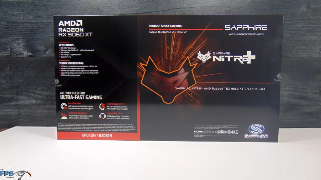 SAPPHIRE NITRO+ AMD Radeon RX 9060 XT Box Back
