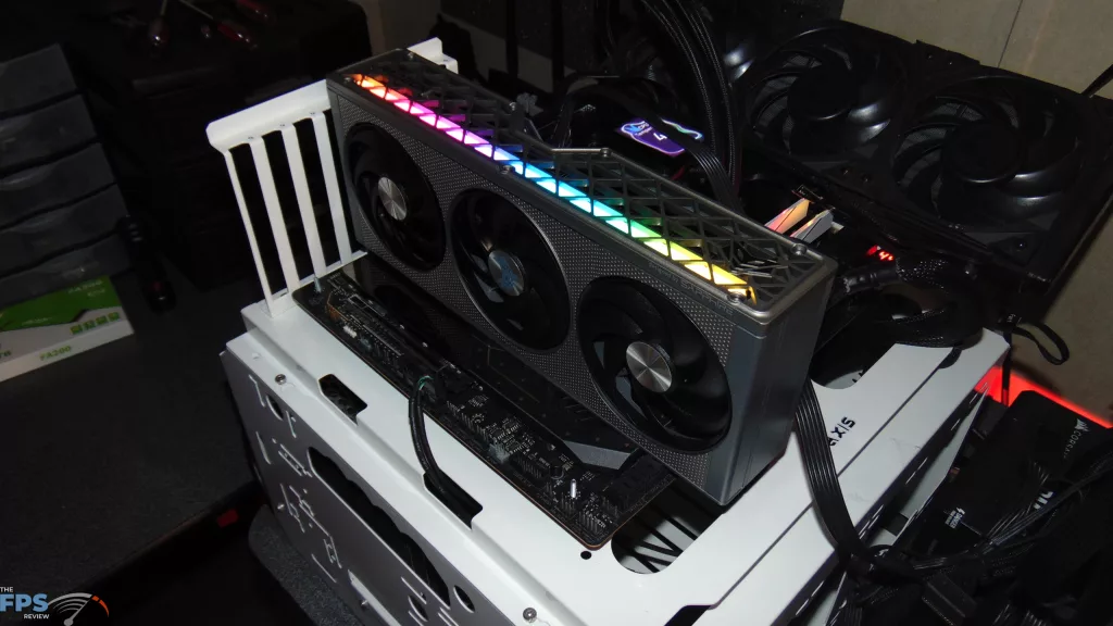 SAPPHIRE NITRO+ AMD Radeon RX 9060 XT Video Card Installed in Computer RGB Turned On