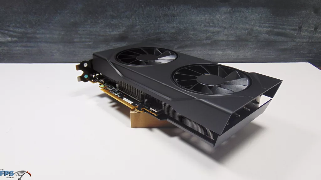 XFX Swift AMD Radeon RX 9060 XT OC Gaming Edition 16GB Card Top Angled