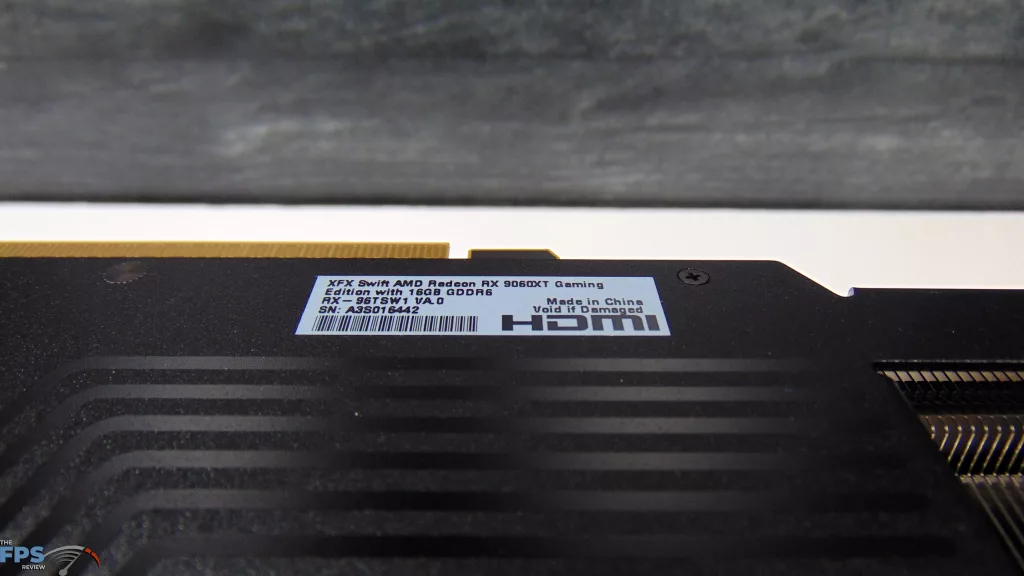 XFX Swift AMD Radeon RX 9060 XT OC Gaming Edition 16GB Card Label
