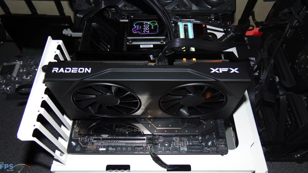 XFX Swift AMD Radeon RX 9060 XT OC Gaming Edition 16GB Card Installed in Computer