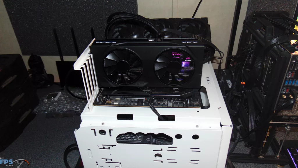 XFX Swift AMD Radeon RX 9060 XT OC Gaming Edition 16GB Card Installed in Computer