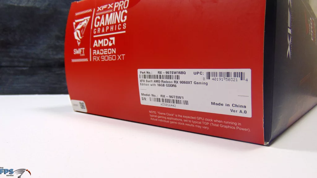 XFX Swift AMD Radeon RX 9060 XT OC Gaming Edition 16GB Box Label