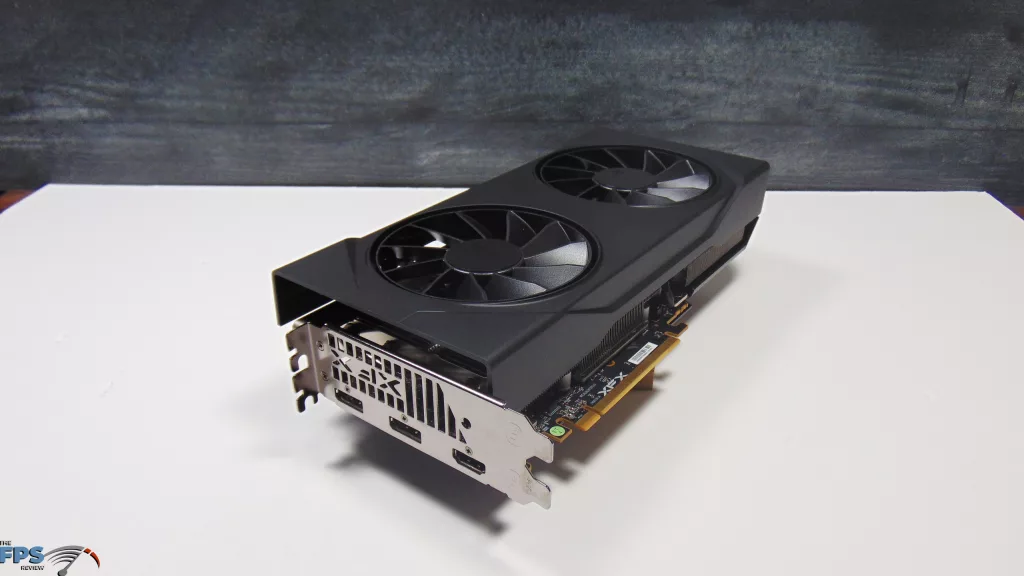 XFX Swift AMD Radeon RX 9060 XT OC Gaming Edition 16GB Card Top Angled