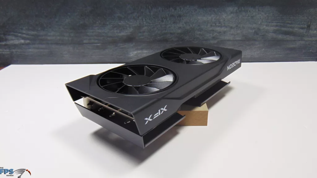 XFX Swift AMD Radeon RX 9060 XT OC Gaming Edition 16GB Card Top Angled