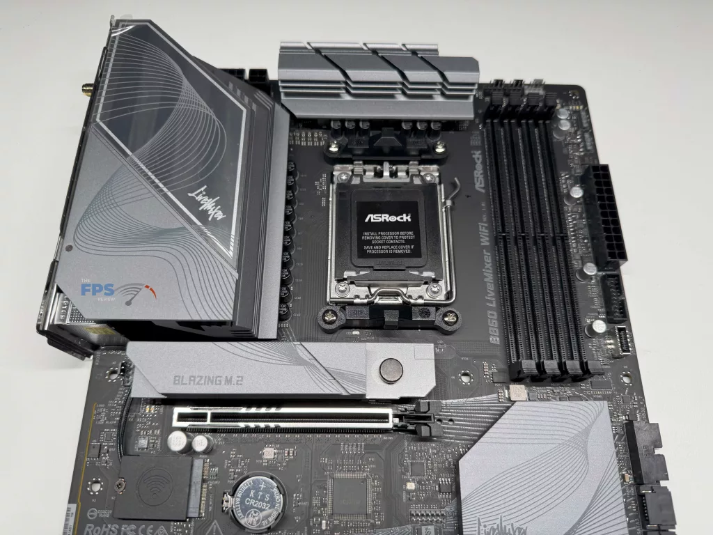 Close up of top of motherboard