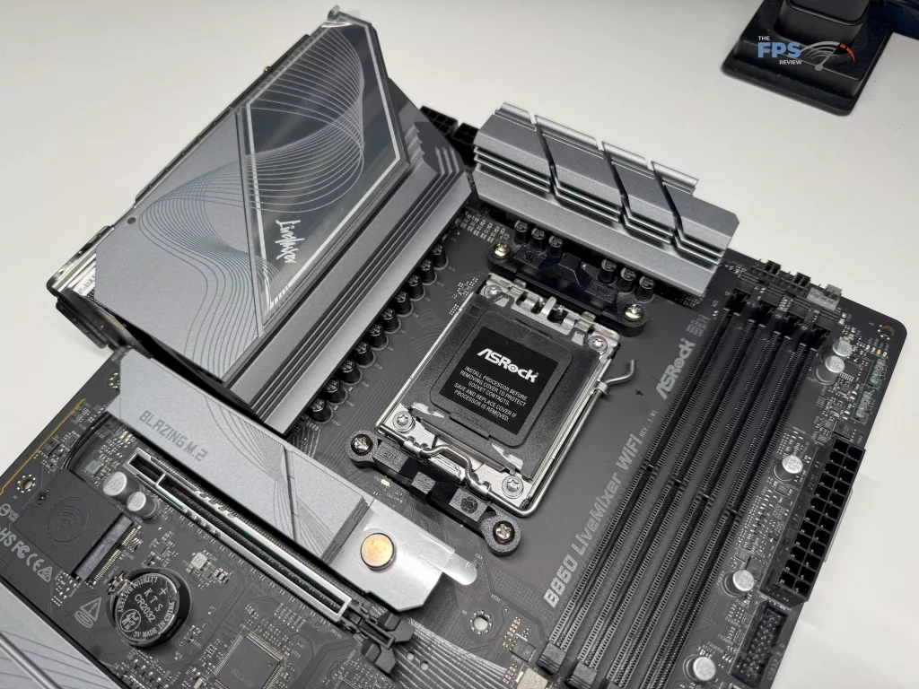 Close up of top of motherboard