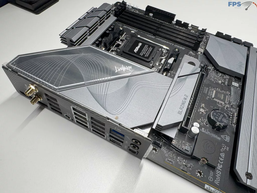 Close up of top of motherboard