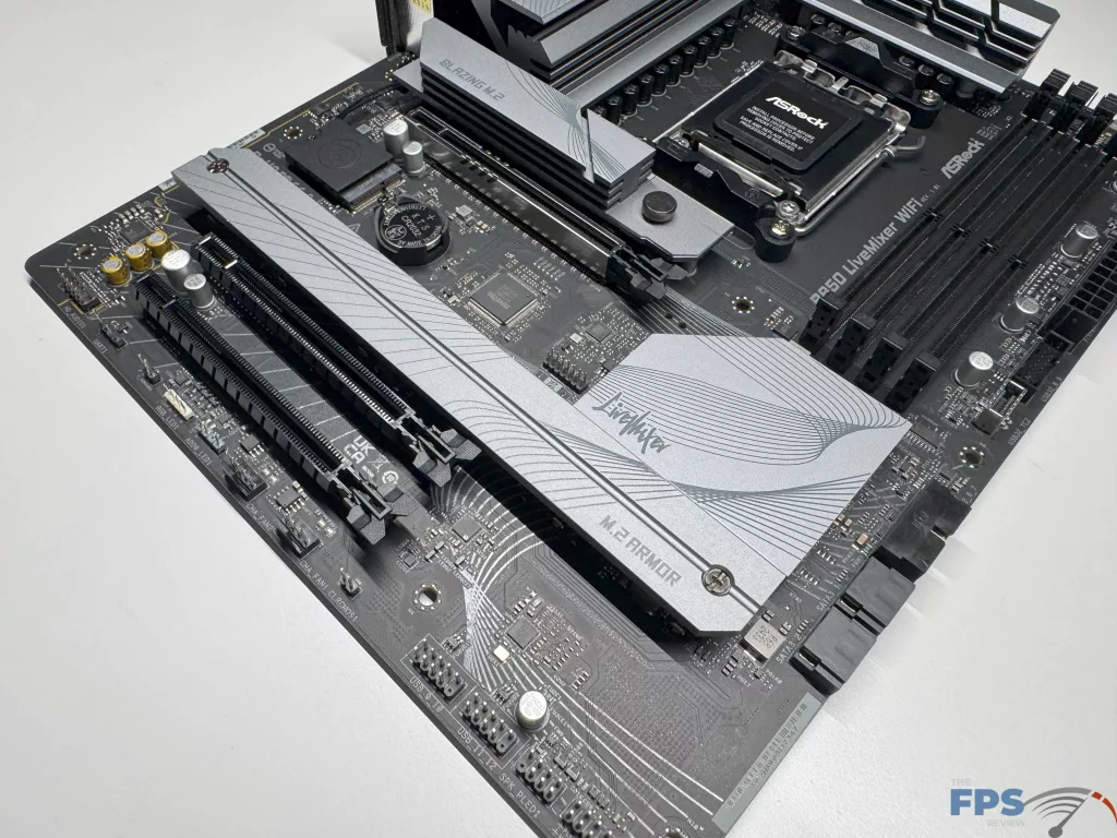 Close up of bottom of motherboard
