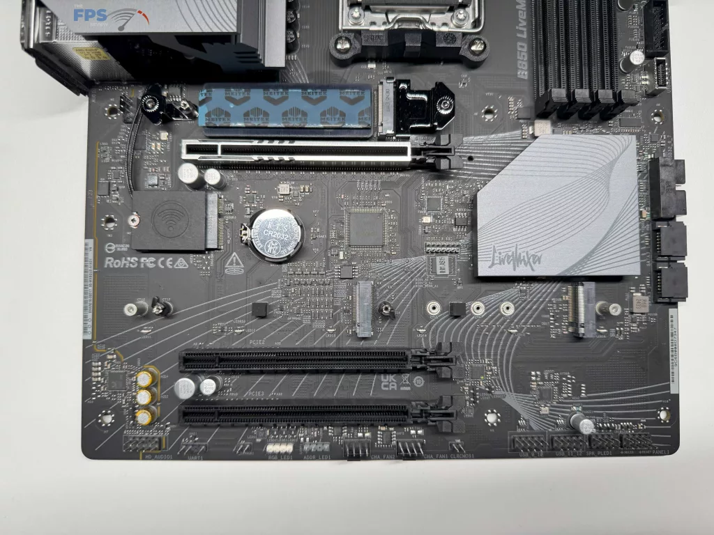 Close up of bottom of motherboard