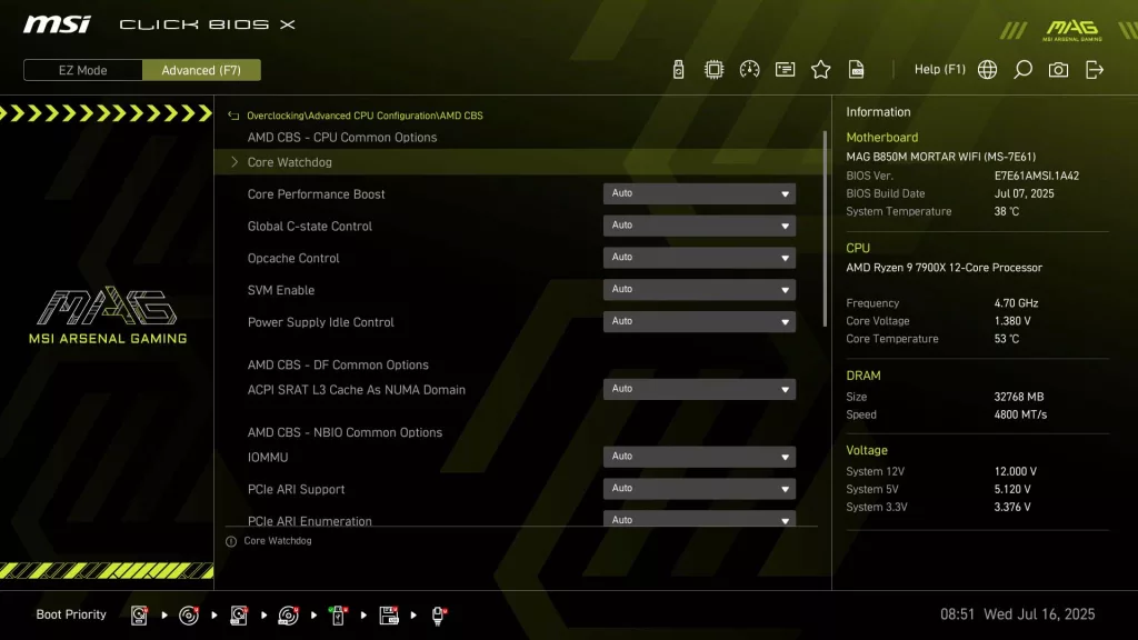BIOS screen