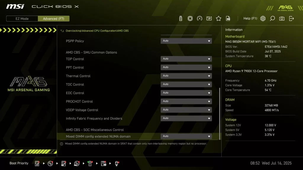 BIOS screen