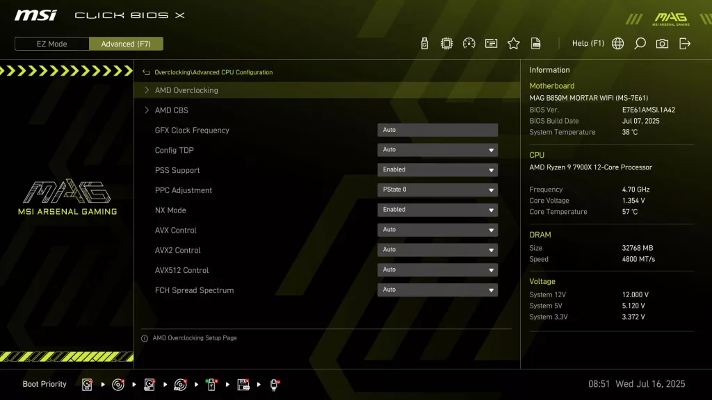BIOS screen