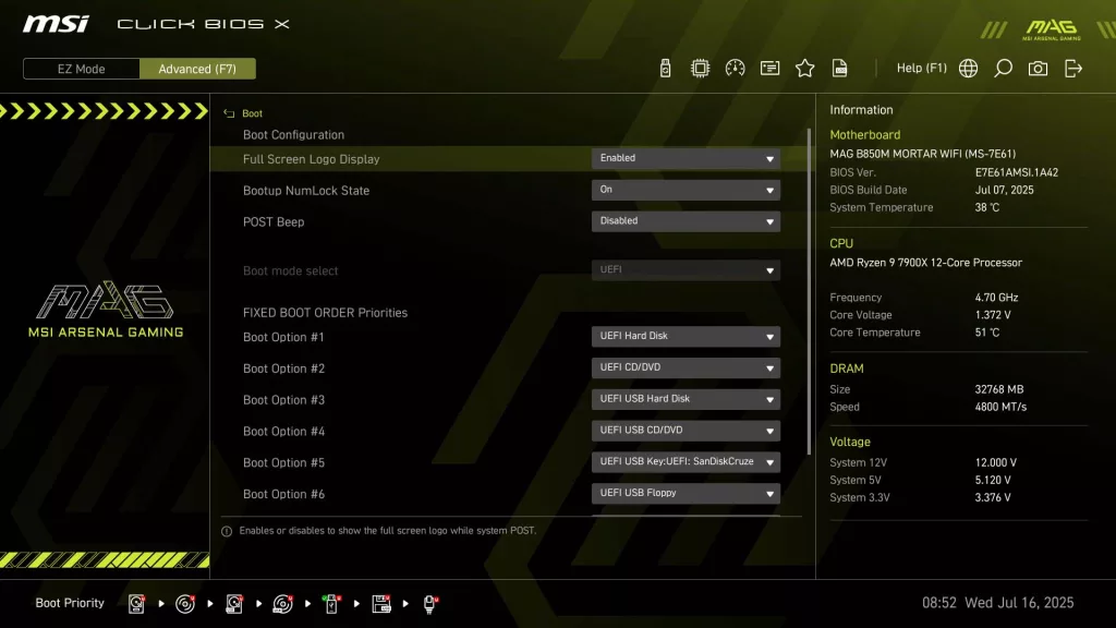BIOS screen